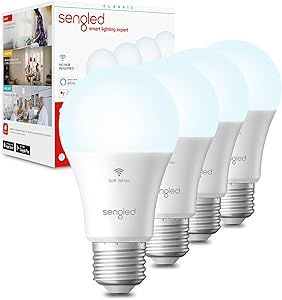 Sengled Alexa WiFi Light Bulb - Smart Bulbs That Work with Alexa/Google Assistant, A19 Daylight (5000K) - No Hub Required, 800LM 60W High CRI)60 Equivalent, 4 Count (Pack of 1)