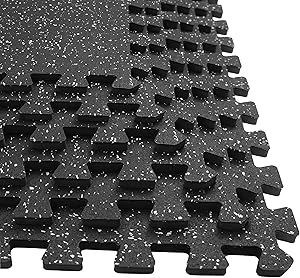 Yes4All Rubber Gym Flooring for Home Gym, 0.56" Thick Gym Flooring Tiles, EVA Foam Mats with Rubber Top, Protective Flooring Mat