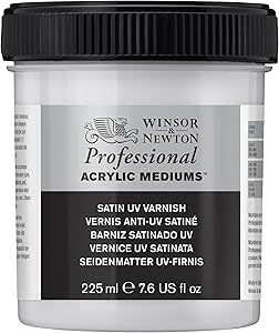 Winsor & Newton Professional Acrylic Medium, Satin UV Varnish, 225ml (7.6-oz)